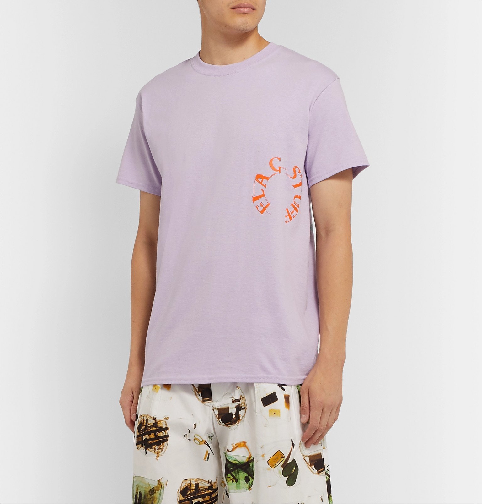 Flagstuff - Printed Cotton-Jersey T-Shirt - Purple Flagstuff