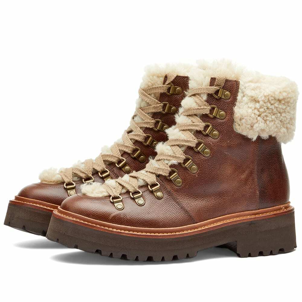 Grenson Women's Nettie Shearling Boot in Dark Brown Grenson