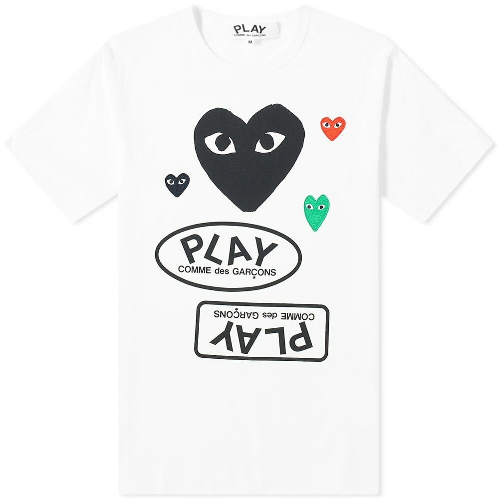 Comme Des Garçons Play Mens Solid Heart Logo T Shirt In Navy Comme Des