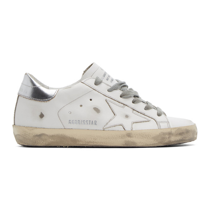 Golden Goose White and Silver Superstar Sneakers Golden Goose Deluxe Brand