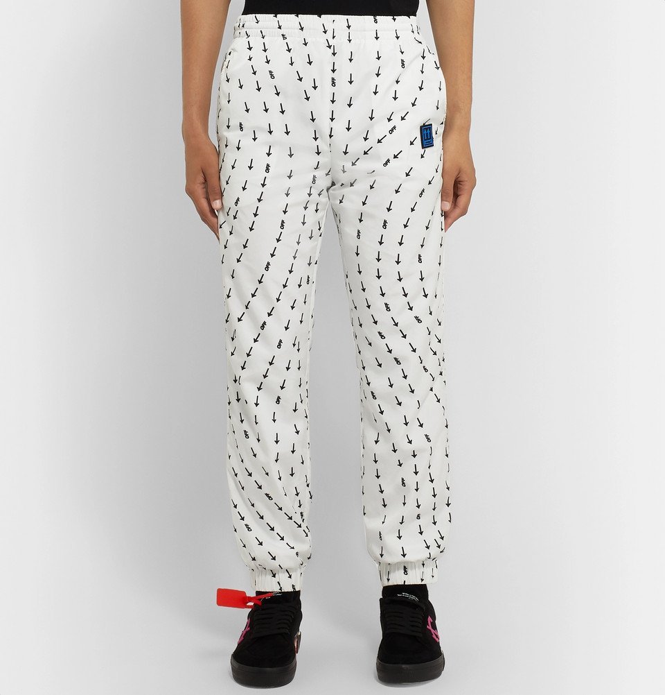 Off-White - Slim-Fit Tapered Logo-Print Shell Track Pants - White