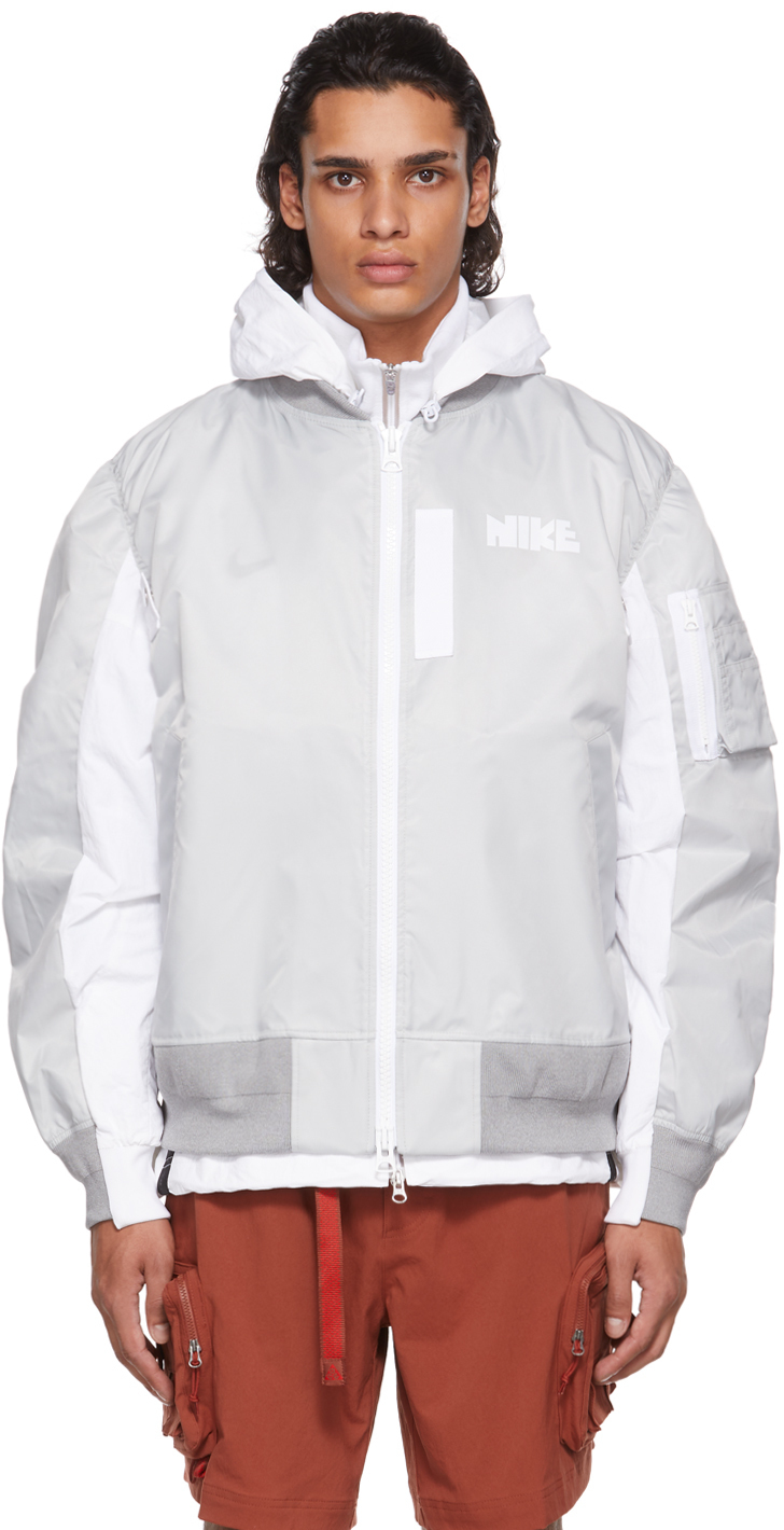 Nike Grey Sacai Edition Bomber Jacket Nike