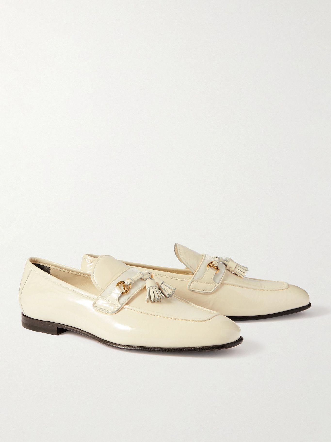 TOM FORD - Sean Patent-Leather Tasselled Loafers - White TOM FORD