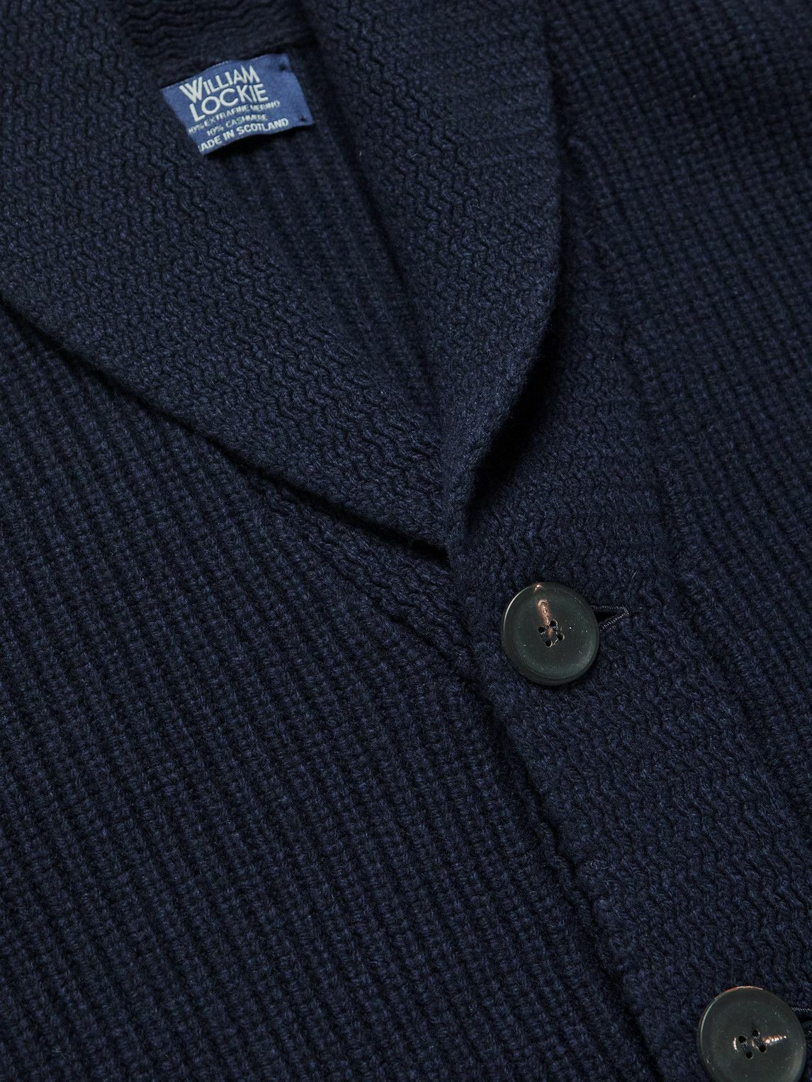 William Lockie - Shawl-Collar Ribbed Merino Wool and Cashmere-Blend ...