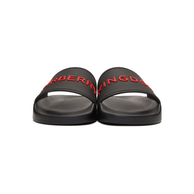Burberry Black and Red Furley Sandals Burberry