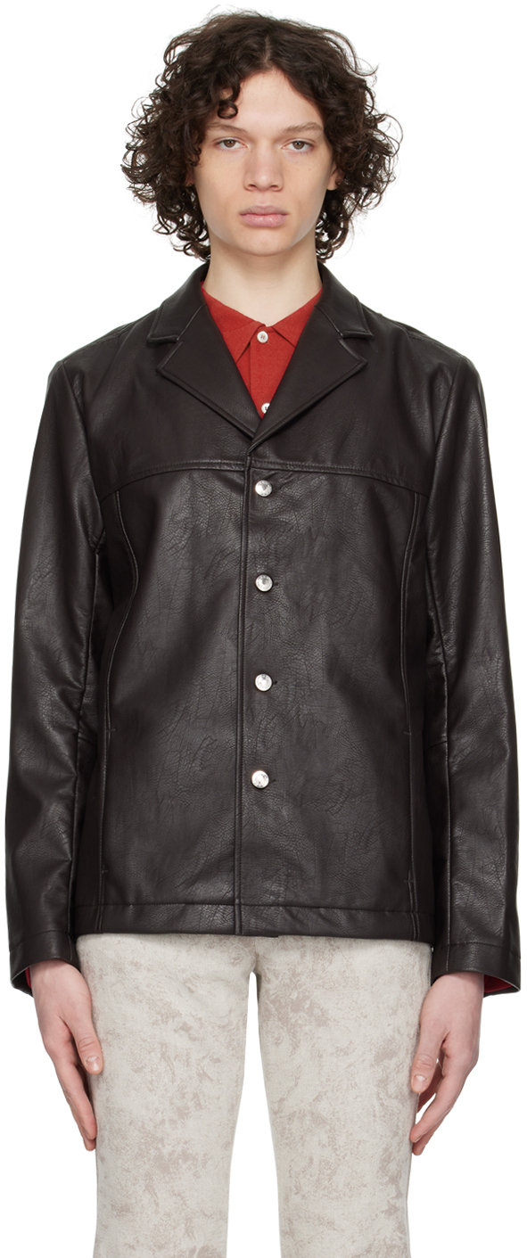 Séfr Brown Francis Faux-Leather Jacket Séfr