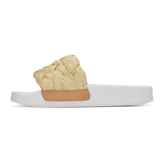 Clergerie Beige Raffia Walter Slides Clergerie