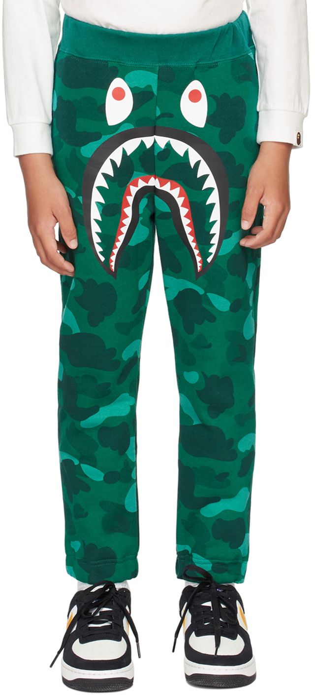 Photo: BAPE Kids Green Camo Shark Lounge Pants