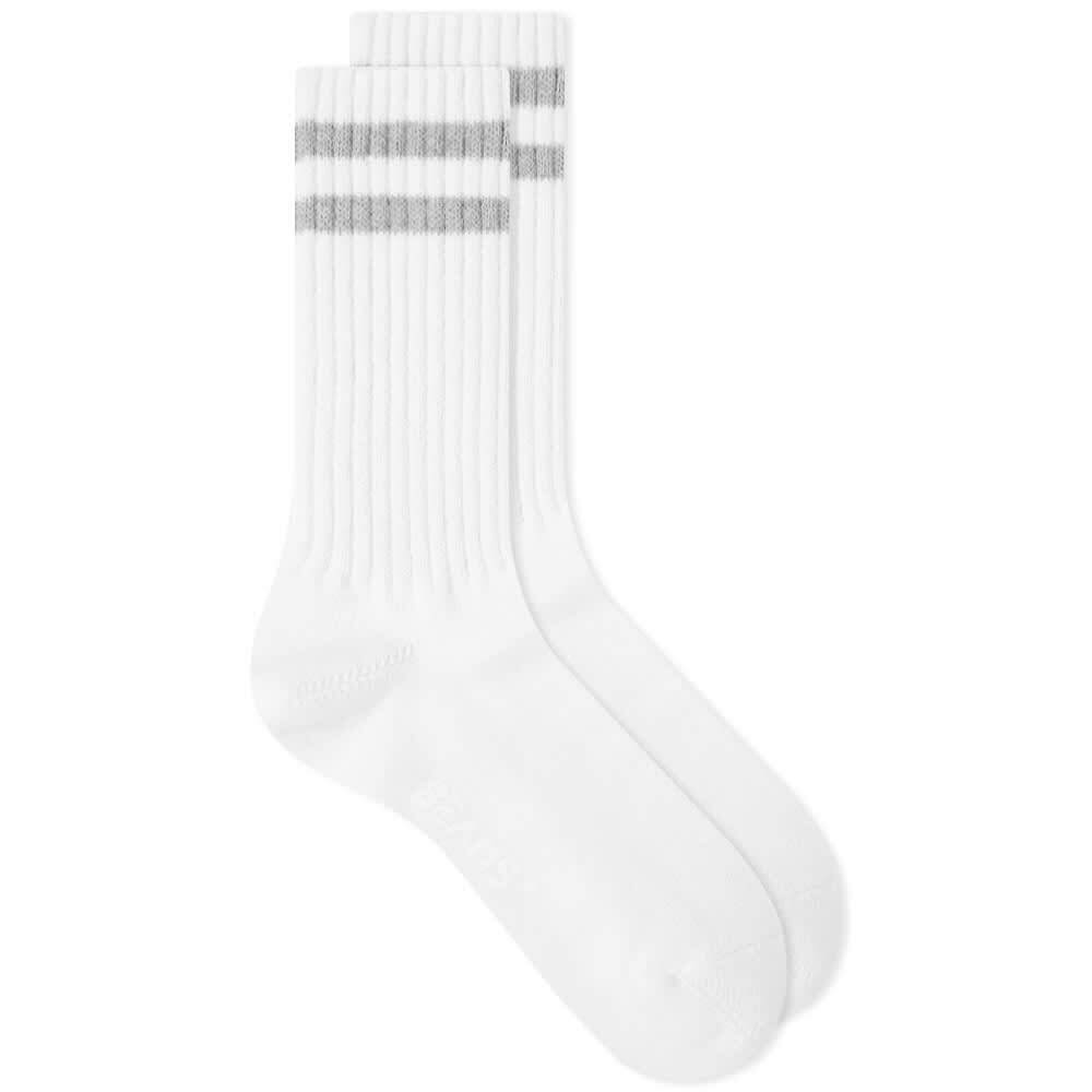 Beams Plus Men's Schoolboy Sock in White/Grey Beams Plus