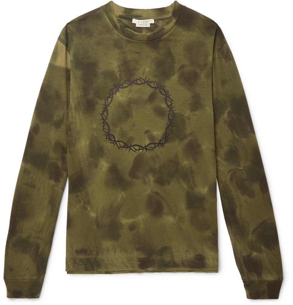 Photo: 1017 ALYX 9SM - Thorn Tie-Dyed Cotton-Jersey T-Shirt - Men - Army green