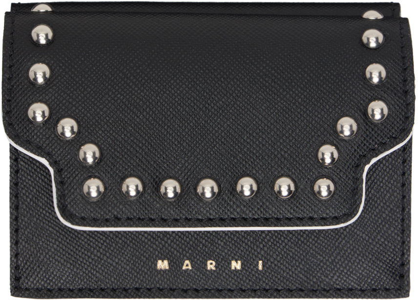 Marni Black Studded Trifold Wallet Marni