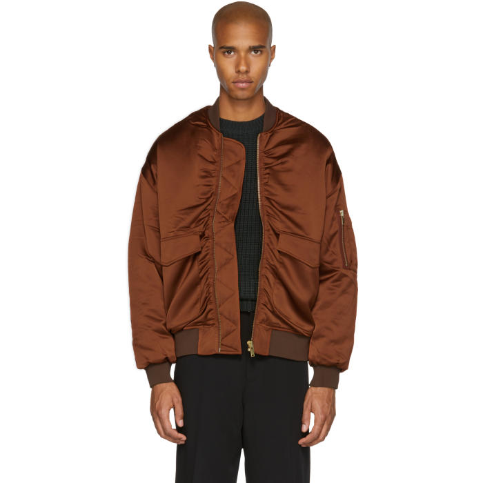 brown satin bomber jacket