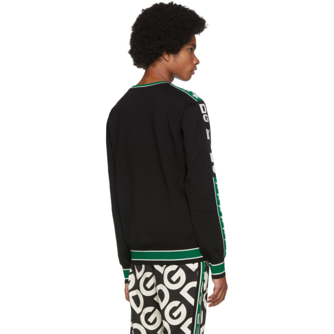 Dolce and Gabbana Black and Green Wool DG King Sweatshirt Dolce 