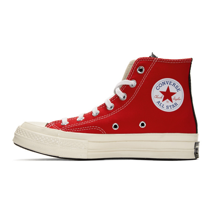 Converse White and Red Logo Play Chuck 70 High Sneakers Converse