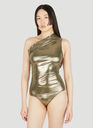 Athena Metallic One-Shoulder Swimsuit in Gold