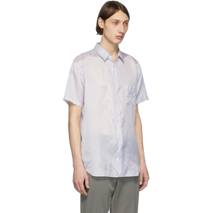 Blue Striped Cupro Short Sleeve Shirt 