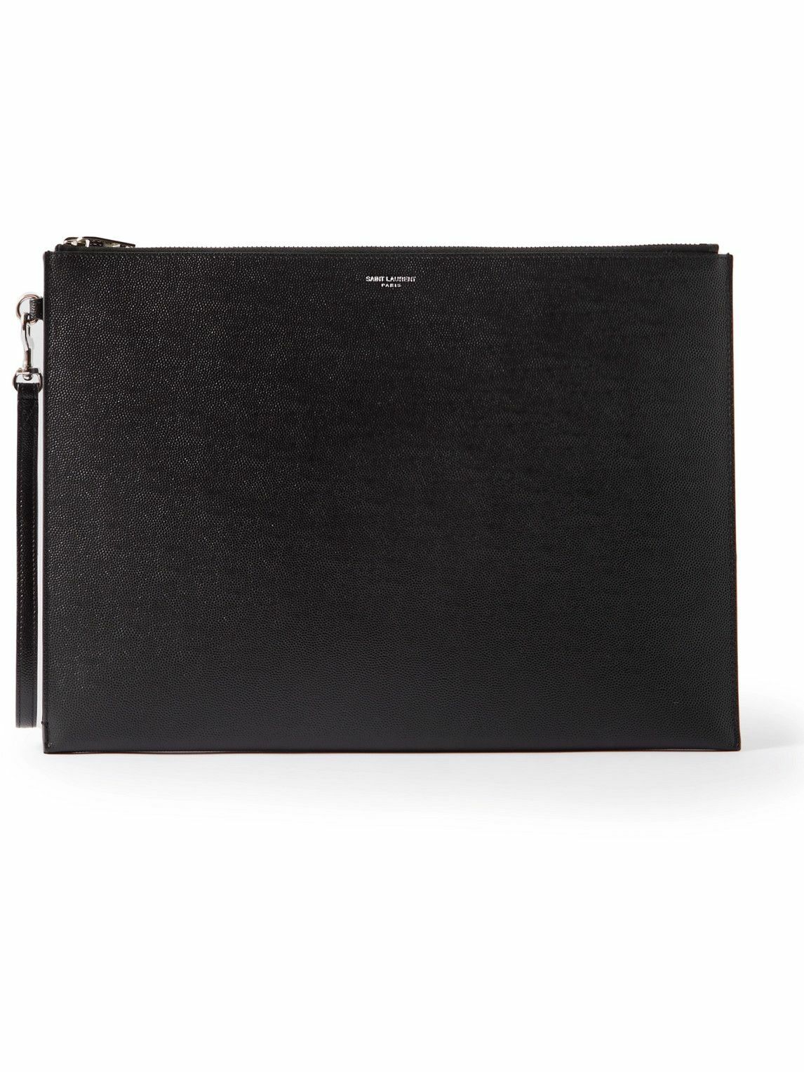 SAINT LAURENT - A4 Pebble-Grain Leather Document Holder - Black Saint ...