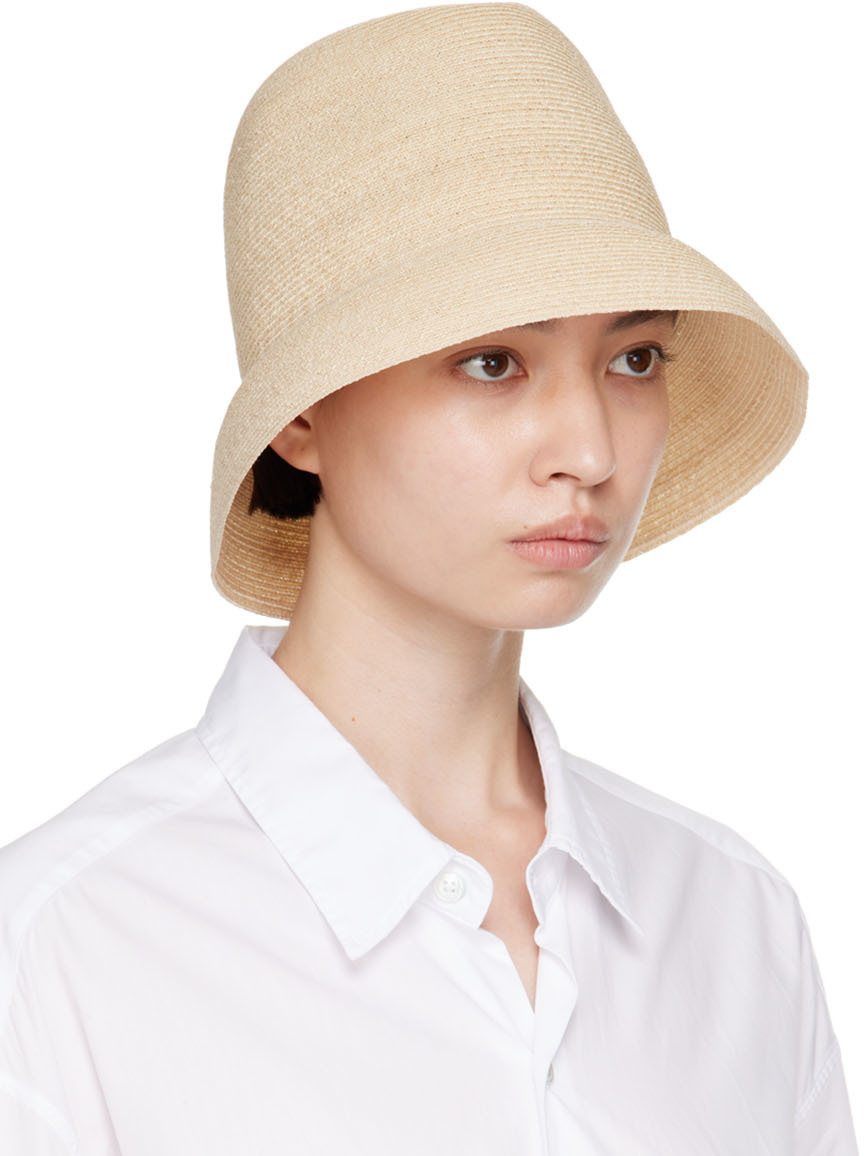 Mame Kurogouchi Beige Blade Top Crown Cloche Hat Mame Kurogouchi