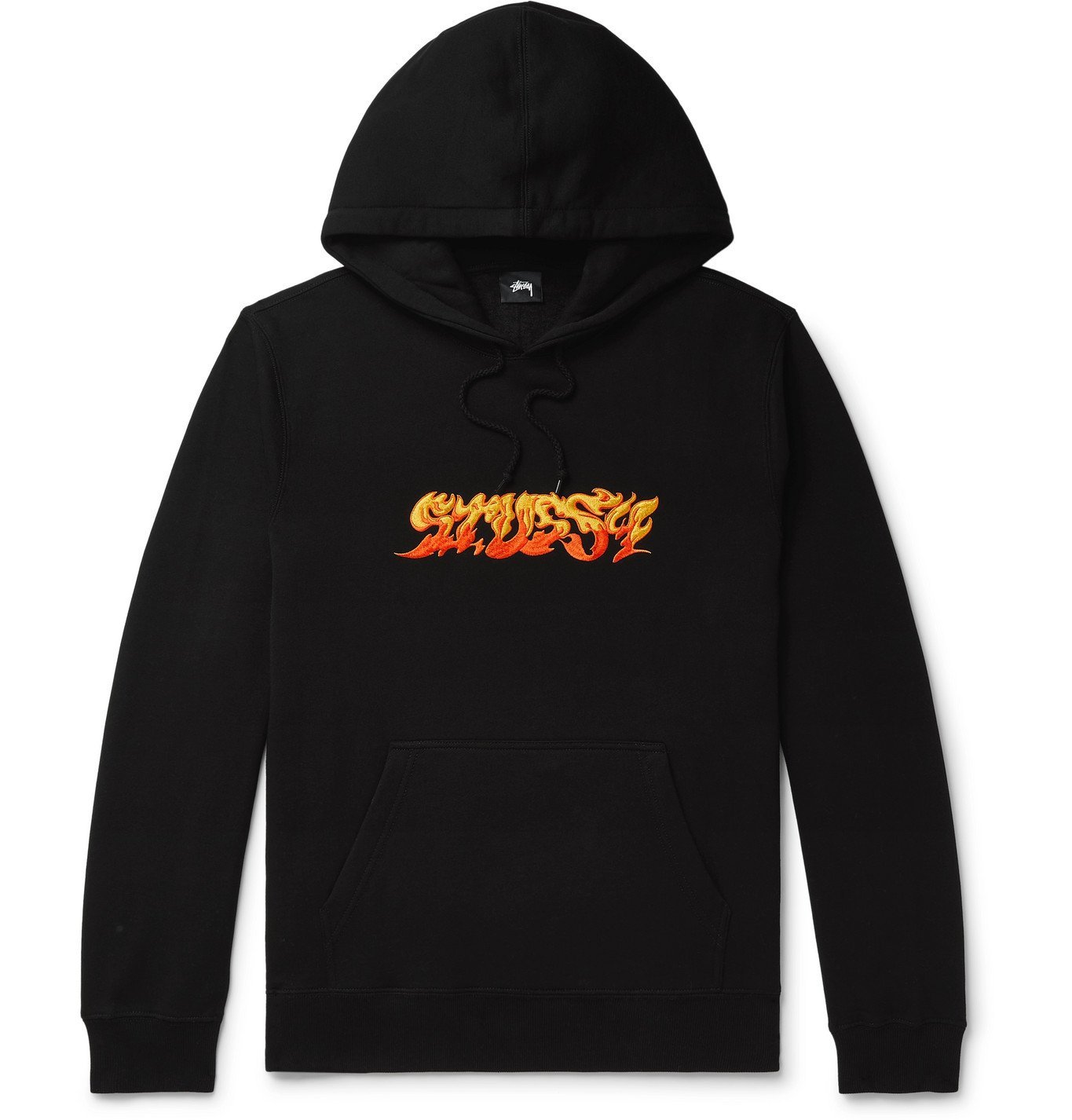 Stüssy - Logo-Embroidered Fleece-Back Cotton-Blend Jersey Hoodie ...