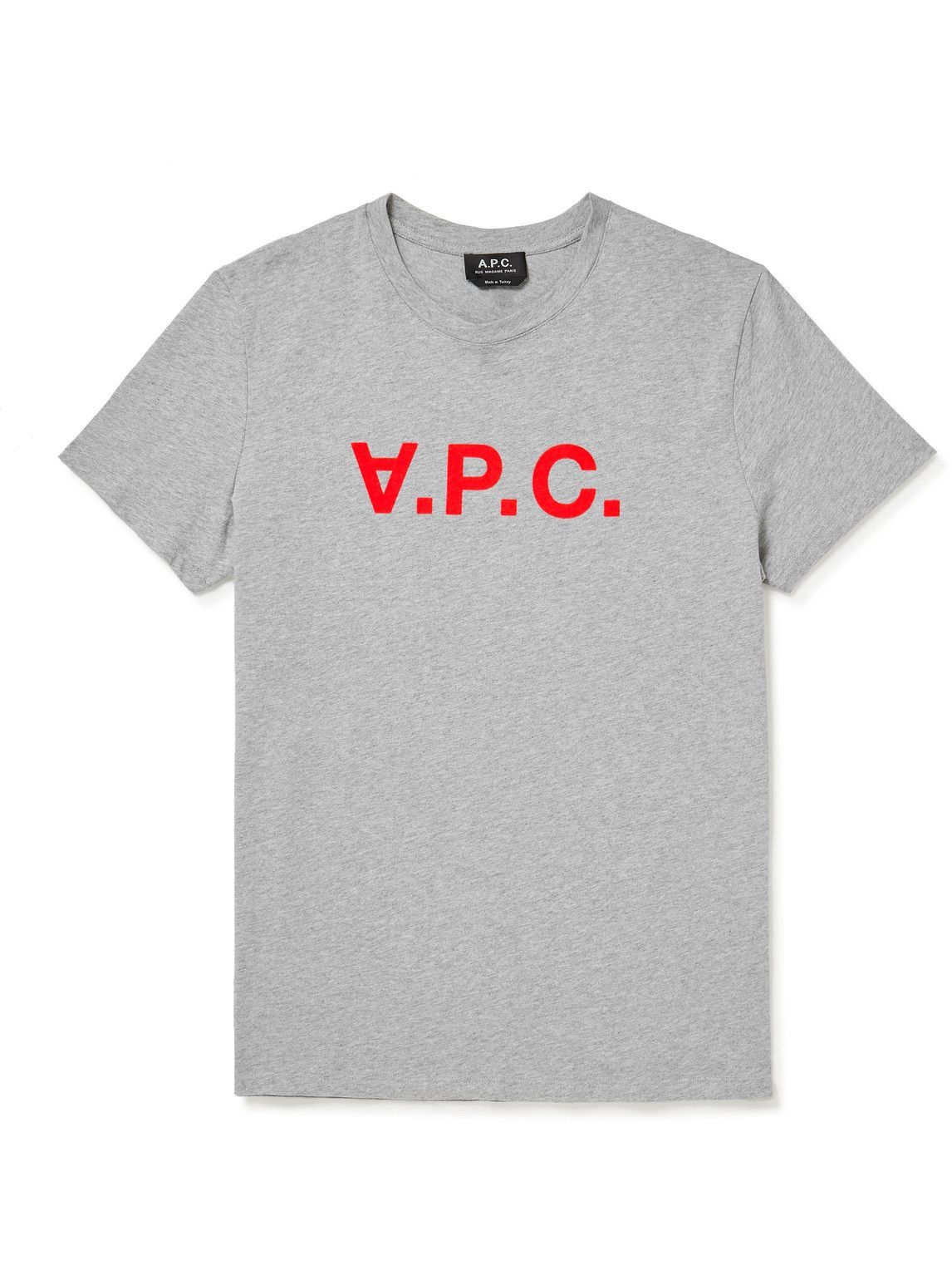 A.P.C. - Logo-Flocked Cotton-Jersey T-Shirt - Gray A.P.C.