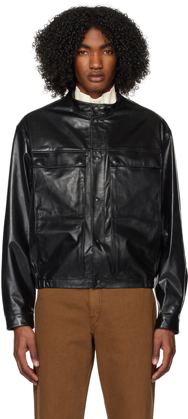 Lemaire Black Leather Shirt Jacket Lemaire