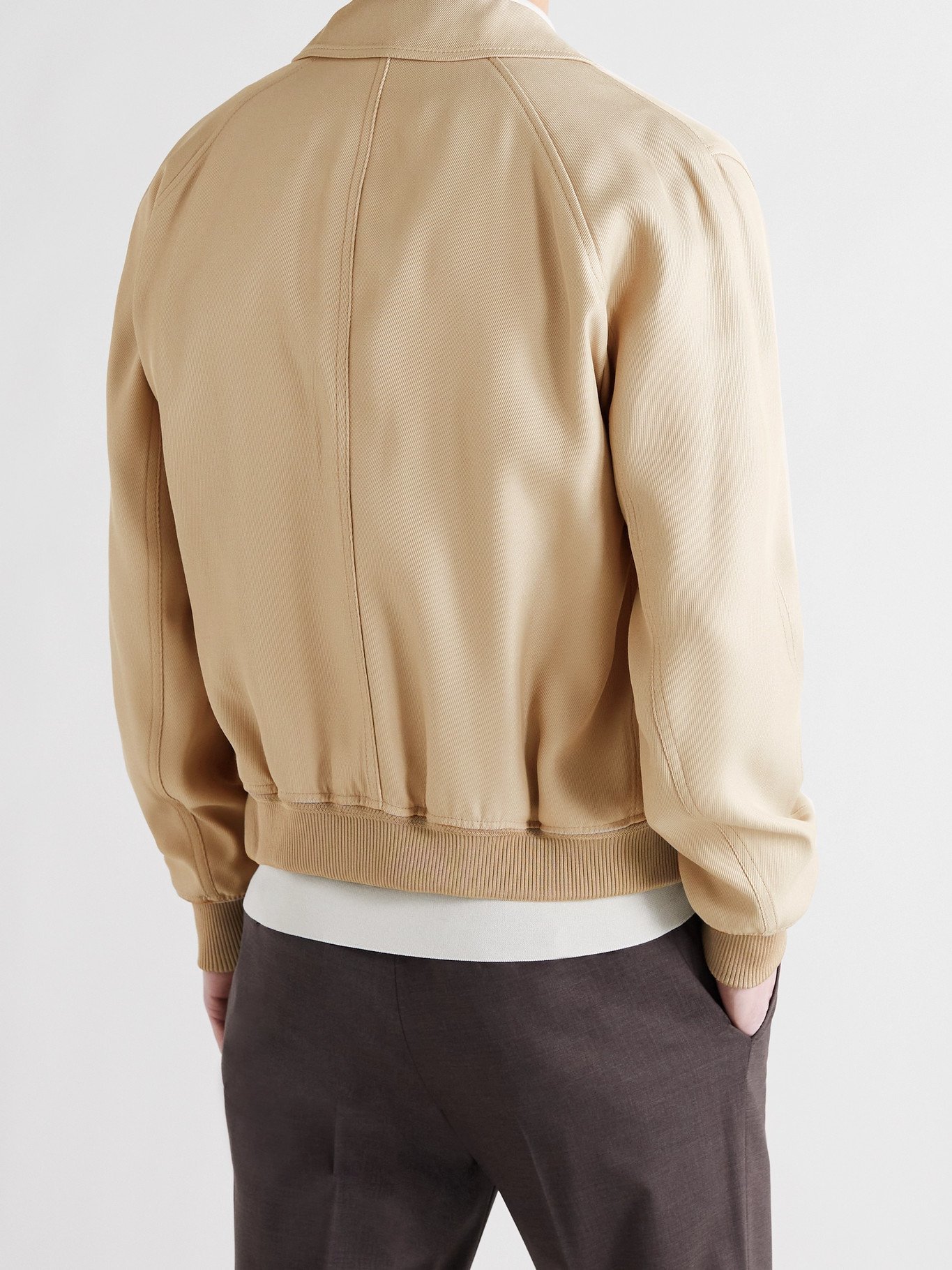 TOM FORD - Leather-Trimmed Twill Bomber Jacket - Neutrals TOM FORD