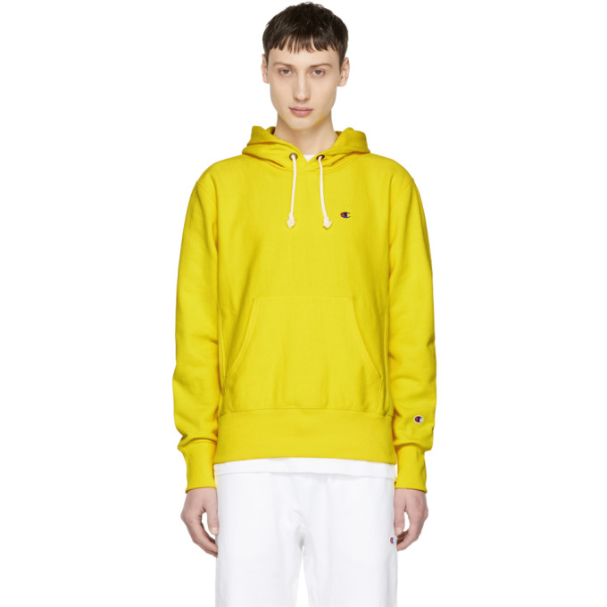 champion hoodie reverse weave yellow