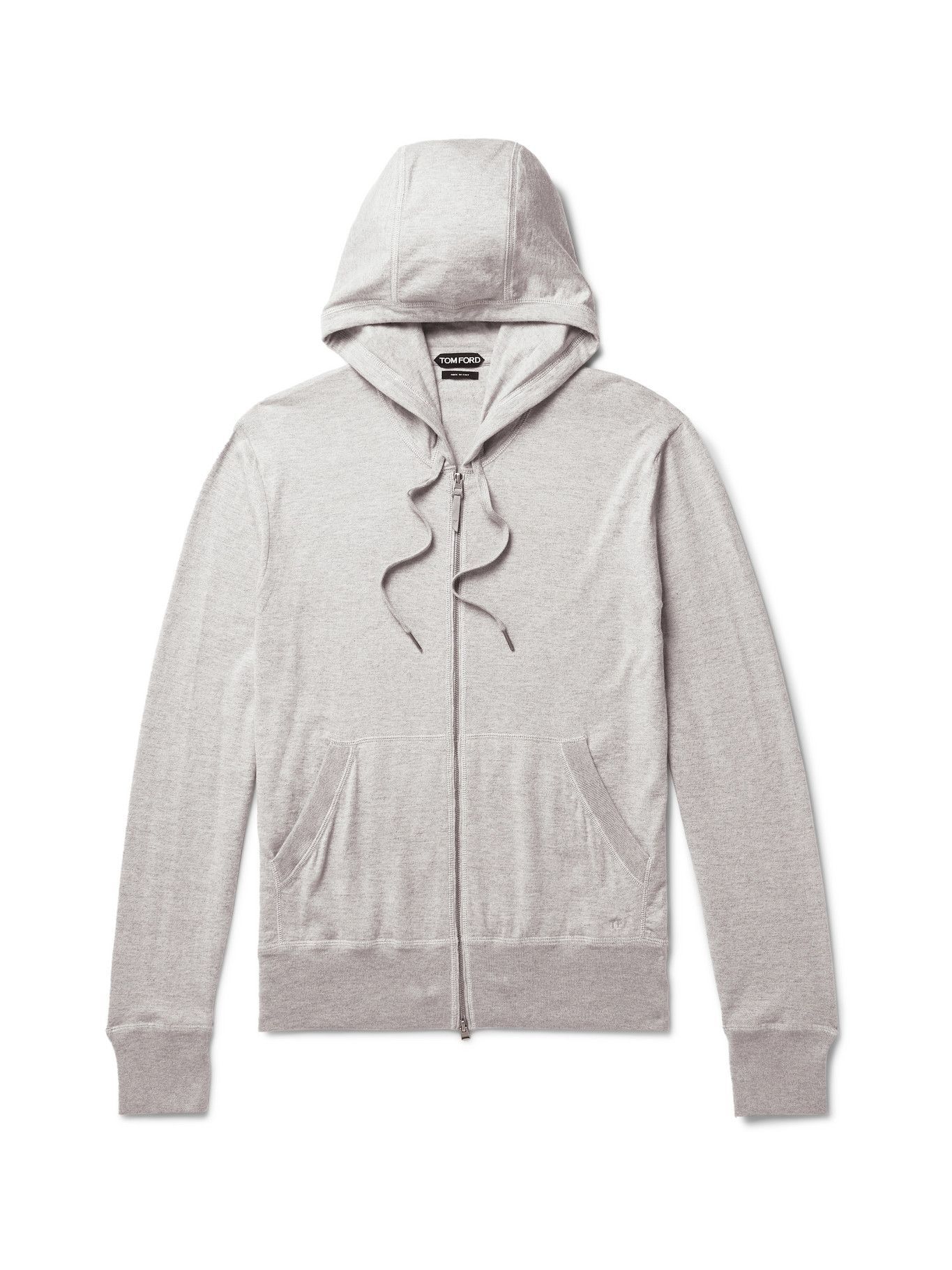 TOM FORD - Mélange Cotton, Silk and Cashmere-Blend Zip-Up Hoodie - Gray TOM  FORD