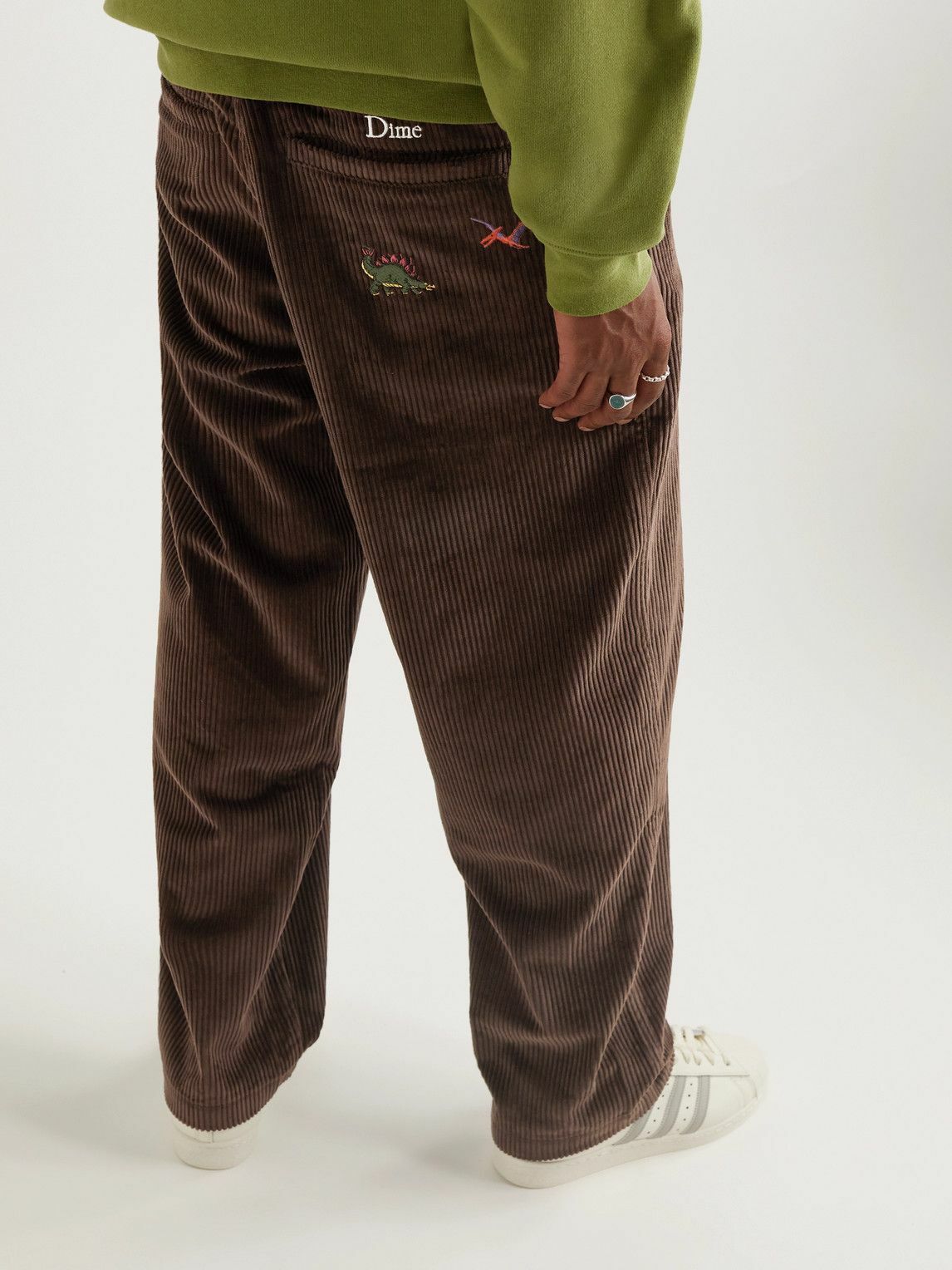 DIME - Dino Wide-Leg Logo-Embroidered Cotton-Corduroy Trousers