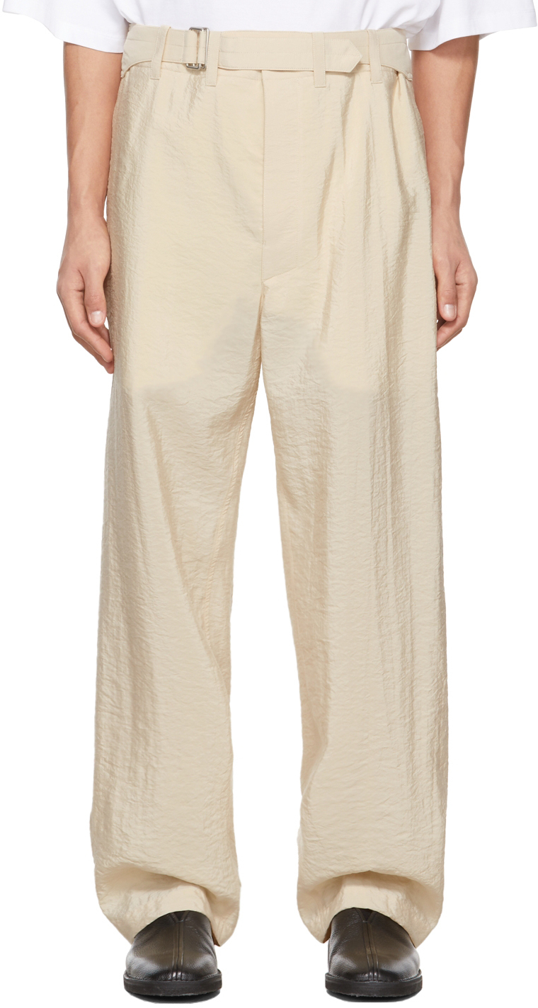 Lemaire Beige Silk Loose Trousers Lemaire