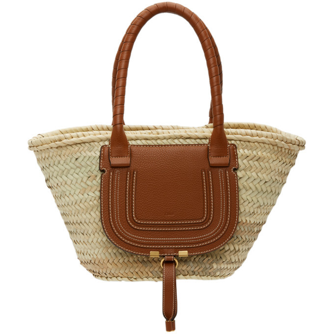 Chloe Beige Medium Raffia Tote Bag Chloe