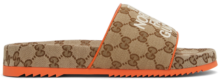 Photo: Gucci Beige & Orange The North Face Edition GG Sandals