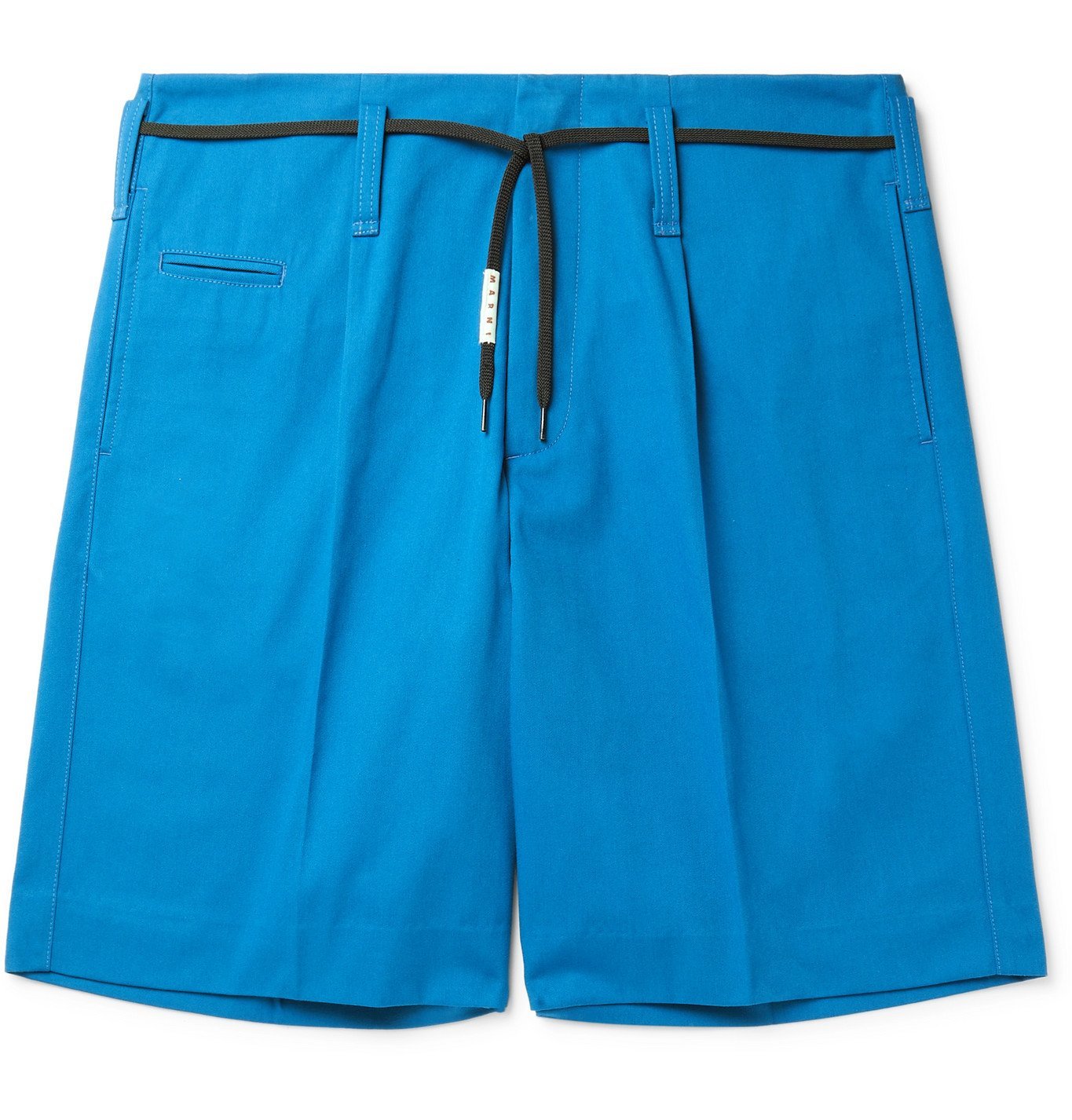 Wide-Leg Belted Pleated Twill Shorts 