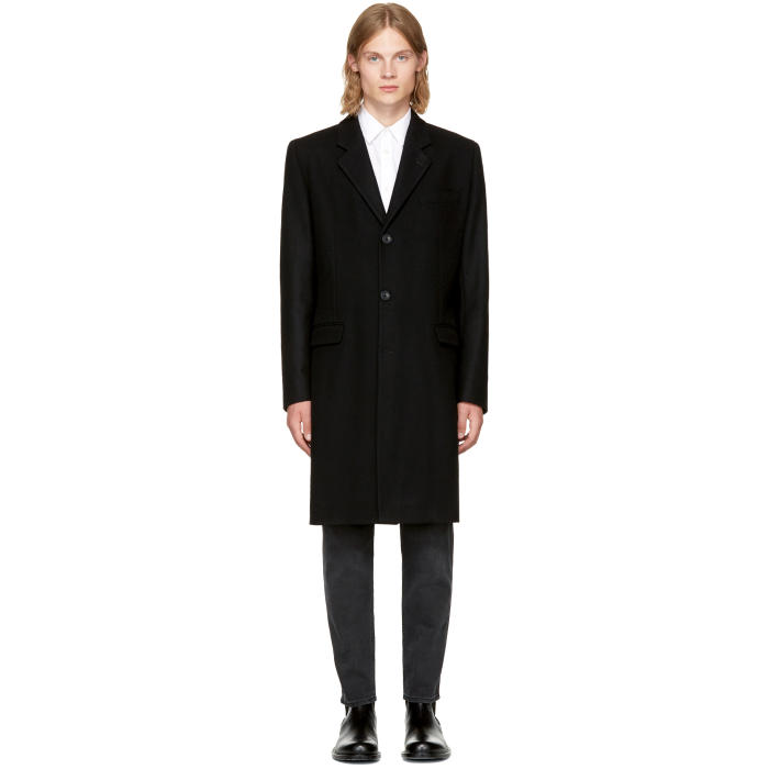 A Ditions M R Black Wool Classic Overcoat Editions M R