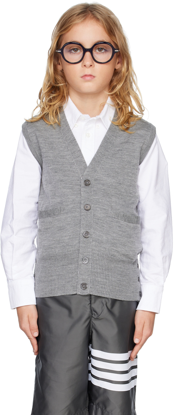 Thom Browne Kids Gray Stripe Back Vest Thom Browne