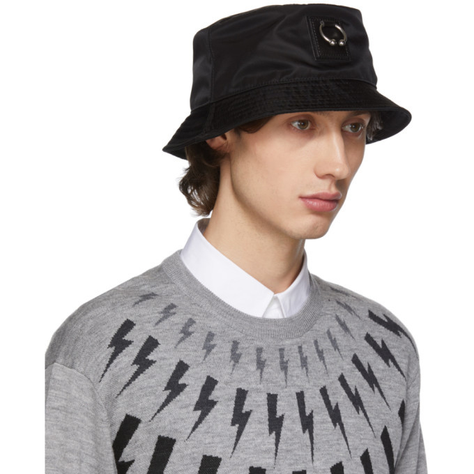 Neil Barrett Black Pierced Bucket Hat 