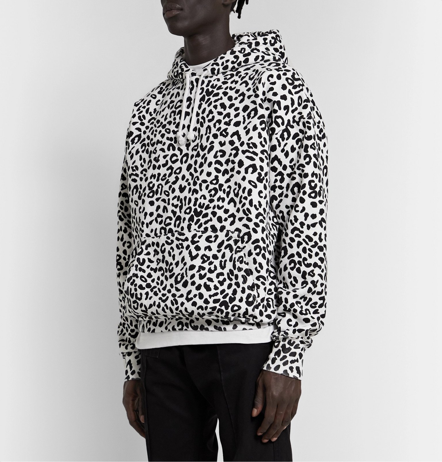 Leopard-Print Fleece-Back Cotton-Jersey 