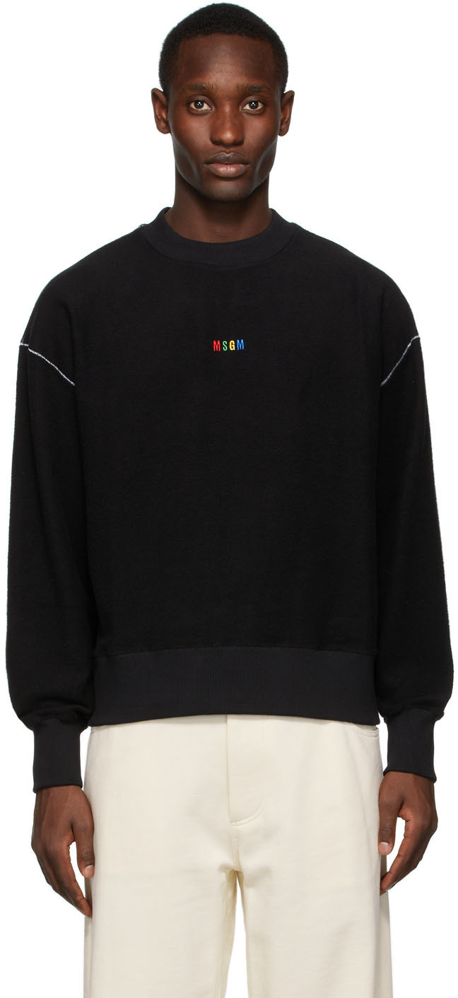 MSGM Black & Multicolor Logo Sweatshirt MSGM