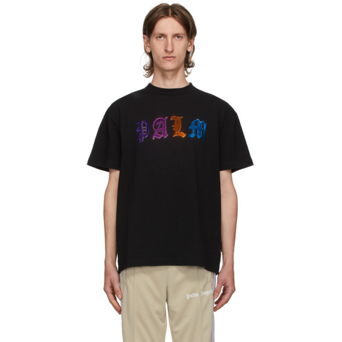 Palm Angels Black Gothic Logo T-Shirt Palm Angels