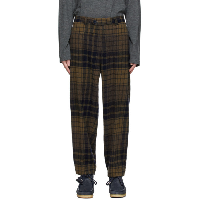 tss Navy and Brown Pegtop Trousers tss