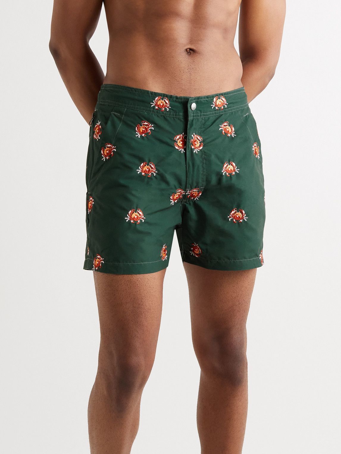 OAS - Short-Length Embroidered Swim Shorts - Green OAS