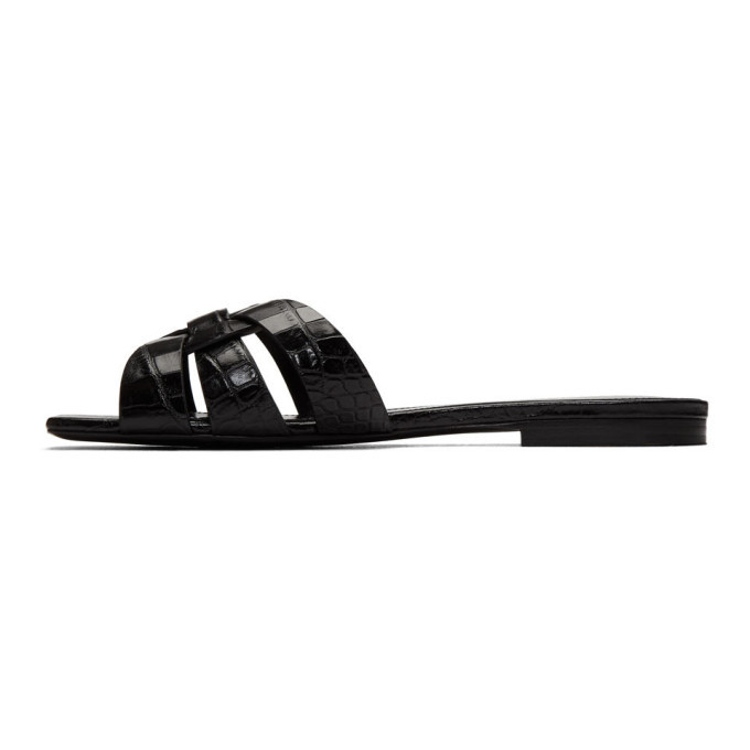 Saint Laurent Black Croc Barefoot Tribute Sandals Saint Laurent