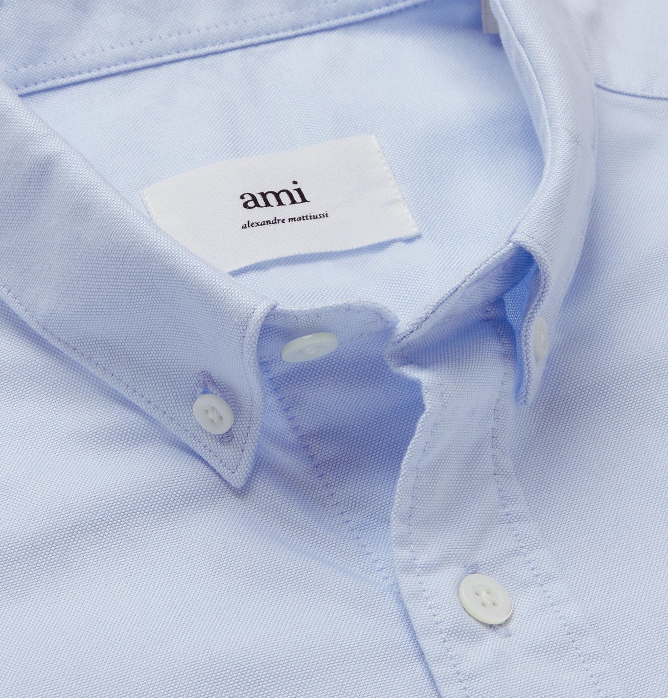 AMI PARIS - Button-Down Collar Logo-Embroidered Cotton Oxford 