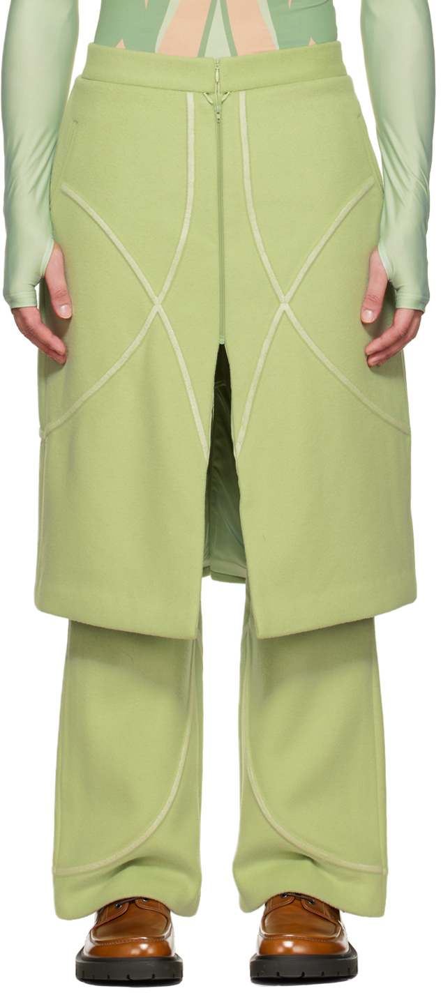Photo: YULONG XIA SSENSE Exclusive Green Skirt Trousers