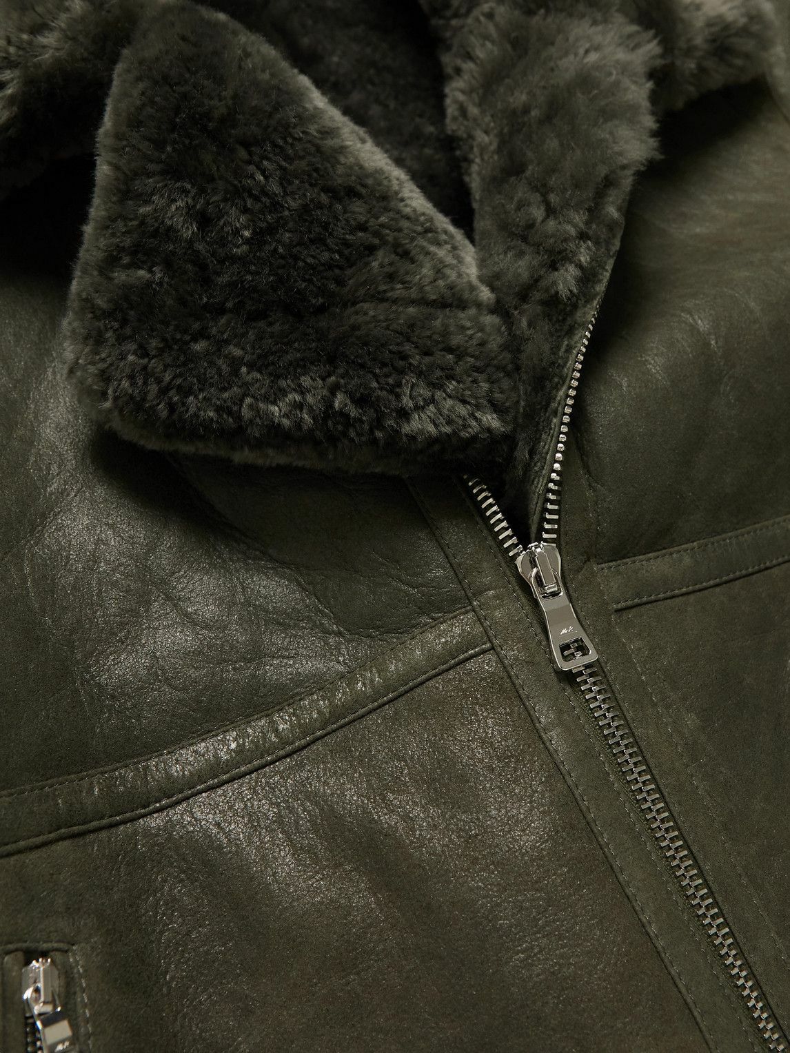 Mr P. Shearling Flight Jacket Green Mr P.
