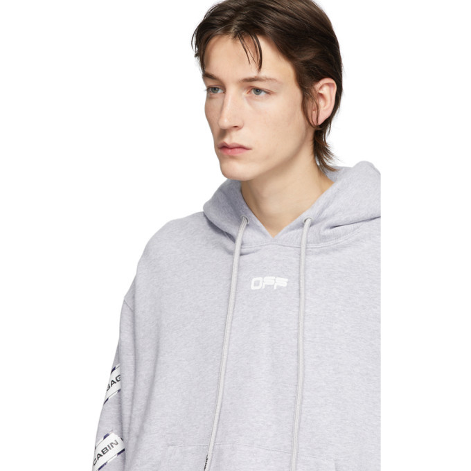 off white airport tape hoodie grey