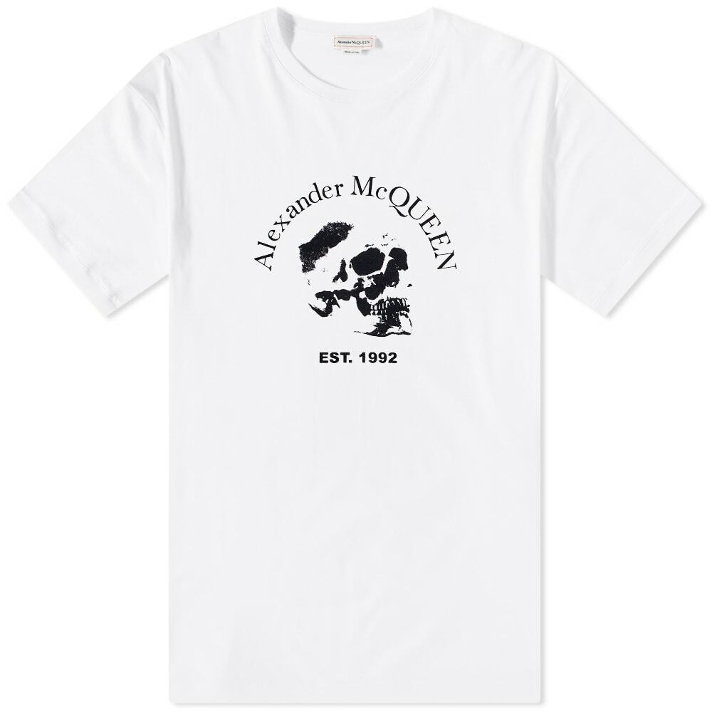 Alexander McQueen Men's Skull Logo TShirt in White/Black Alexander McQueen