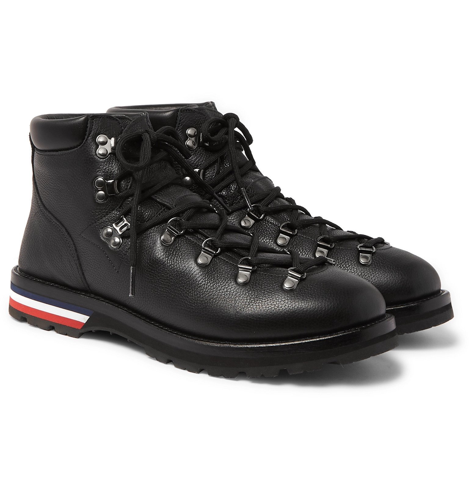 token Avondeten tactiek Moncler - Peak Pebble-Grain Leather Hiking Boots - Black Moncler