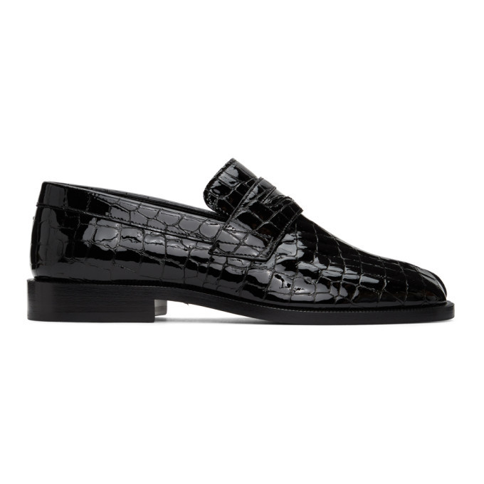 Maison Margiela Black Croc Tabi Advocate Loafers Maison Margiela