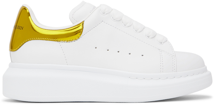 Alexander McQueen Oversized Sneaker – White with Gold Crystal Heel main image 1